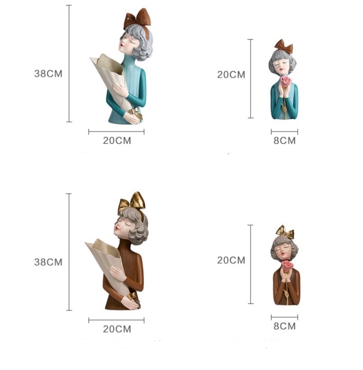 Bình hoa cô gái buộc nơ thích hợp trang trí phòng khách