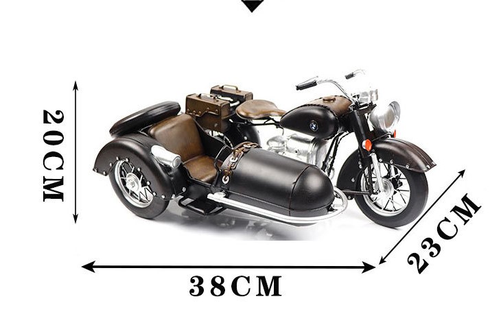 Mô hình sidecar R71 bằng sắt đồ trang trí vintage