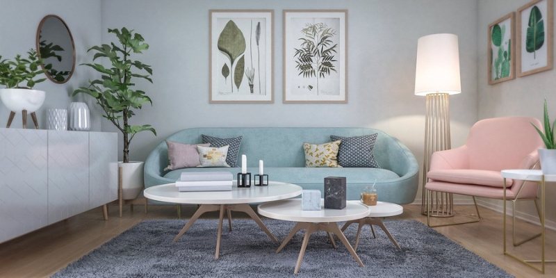 Decor phòng khách bằng thảm trải sàn