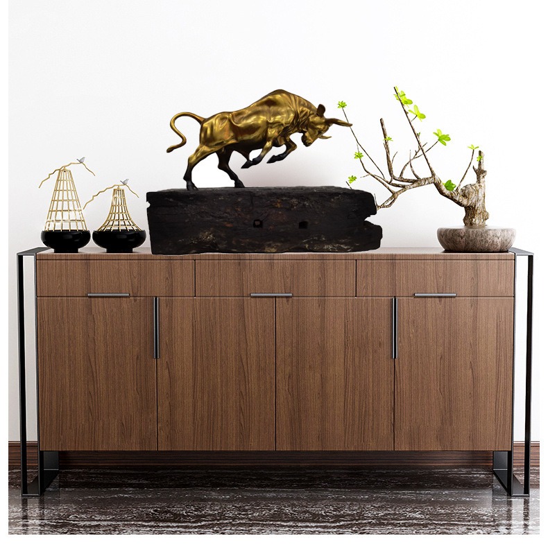 Tượng bò tót đồng đóng đế gỗ