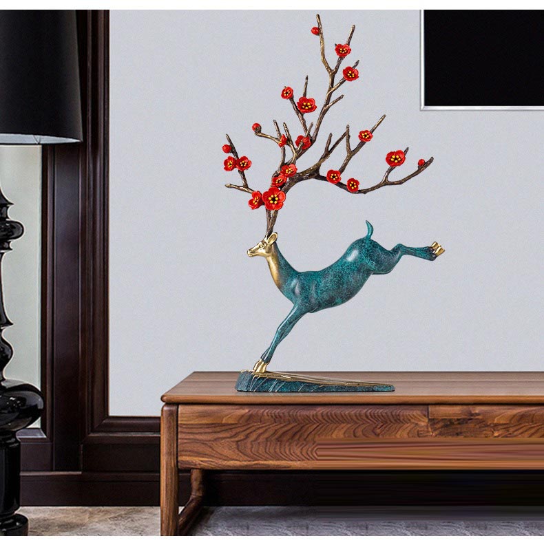 Tượng hươu bằng đồng kết hợp đồng hồ