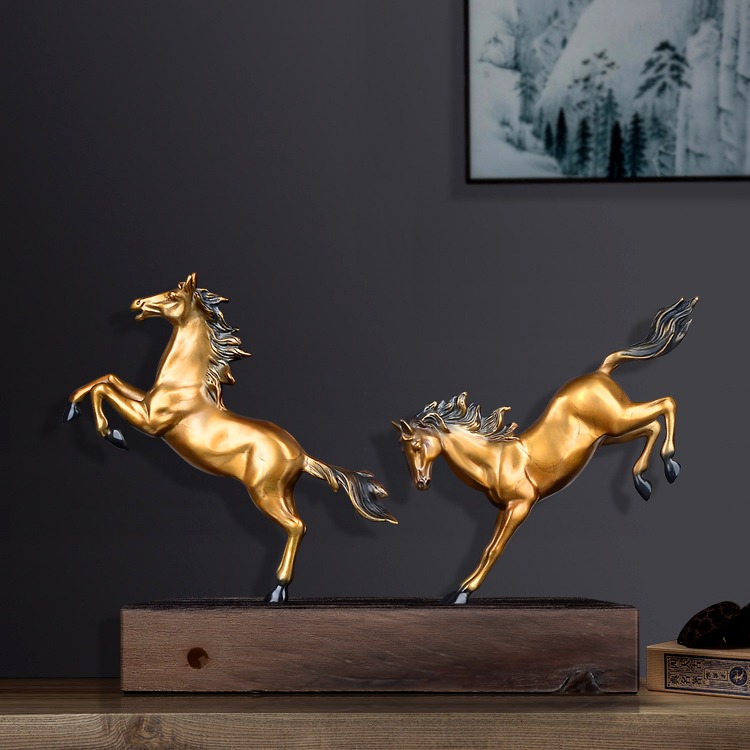 Tượng song mã bằng đồng trang trí nội thất