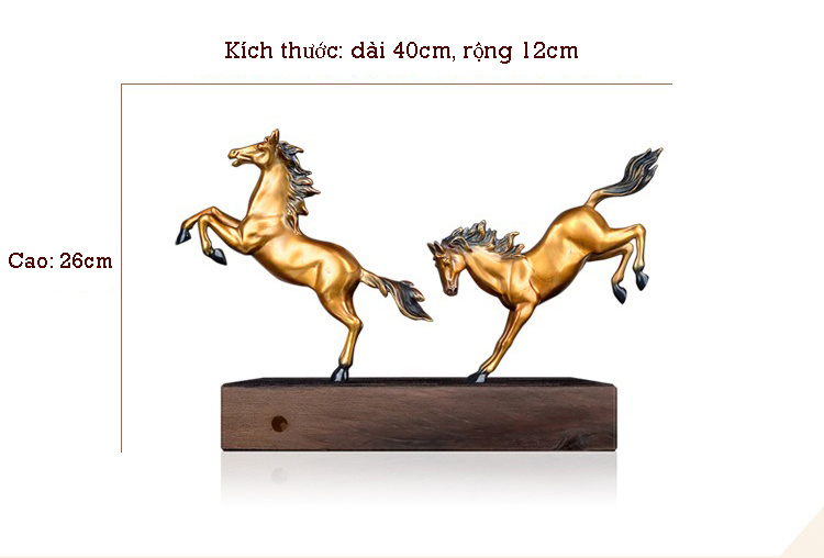 Tượng song mã bằng đồng trang trí nội thất