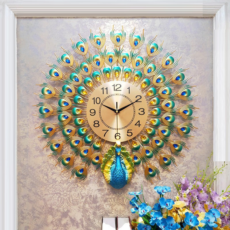 dong ho chim cong tron-1 Đồng hồ treo tường hình con công