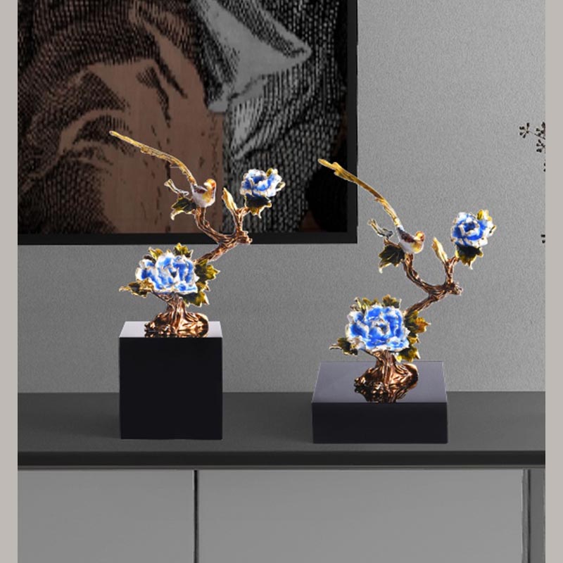 Decor chim và hoa để bàn