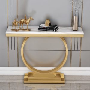 Bàn Console mạ titan cao cấp kết hợp mặt bàn đá