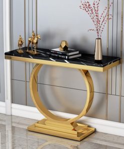 Bàn Console mạ titan cao cấp kết hợp mặt bàn đá