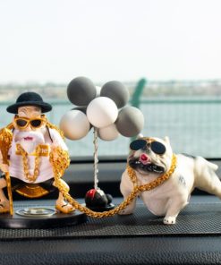 Cụ rùa dắt chó trang trí taplo