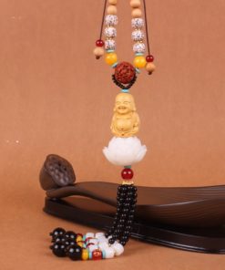 Khánh treo xe oto phật tọa đài sen trắng cầu bình an