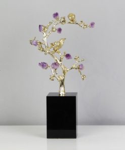 Mô hình cây hoa gắn đá thạch anh decor