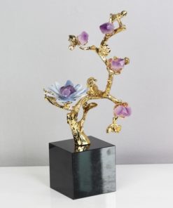 Mô hình cây hoa gắn đá thạch anh decor