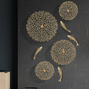 Phù điêu treo tường đàn cá bằng đồng