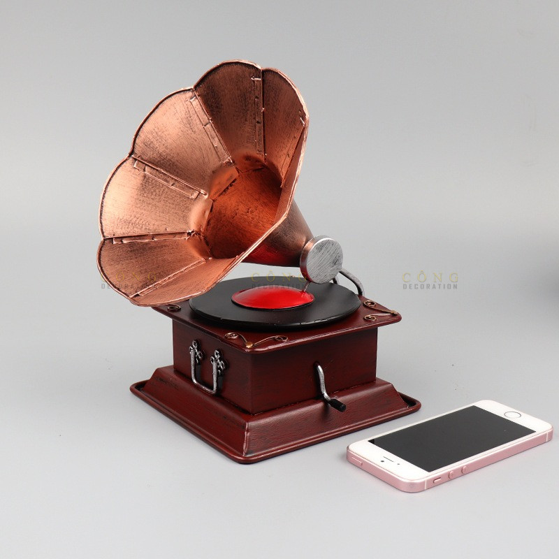 Máy hát đĩa than loa kèn cổ  món đồ trang trí đẹp  độc  chất