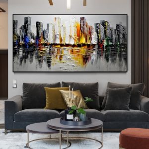 Tranh sơn dầu thành phố hiện đại