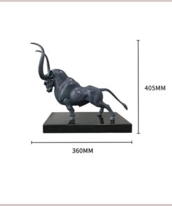 Tượng bò tót sừng dài trang trí phong thủy