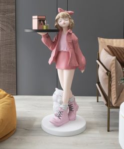 Tượng cô gái bồi bàn trang trí phòng khách