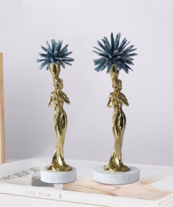 Tượng nữ thần bằng đồng decor để bàn
