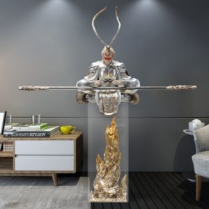 Tượng Tôn Ngộ Không ngồi thiền 3D để sàn