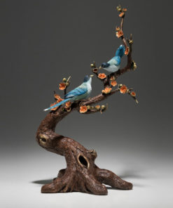 Đôi chim hỷ tước đậu cành mai cao cấp