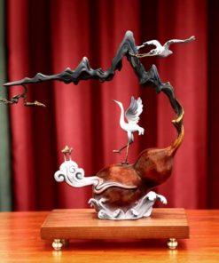 Decor hạc đứng Hồ Lô bằng đồng