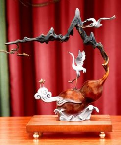 Decor hạc đứng Hồ Lô bằng đồng