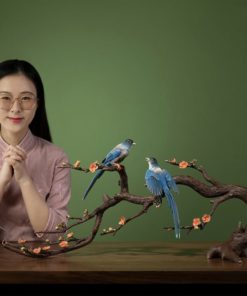 Decor đôi chim uyên ương trên cành mai trang trí