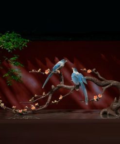 Decor đôi chim uyên ương trên cành mai trang trí