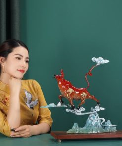 Tượng bò tót cưỡi mây bằng đồng đẹp