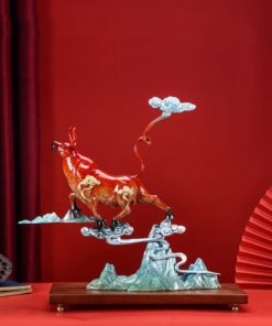 Tượng bò tót cưỡi mây bằng đồng đẹp