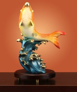 Tượng cá chép hóa rồng trang trí phòng khách bằng đồng