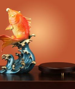 Tượng cá chép hóa rồng trang trí phòng khách bằng đồng