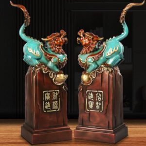 Tượng cặp tỳ hưu may mắn bằng đồng sang trọng