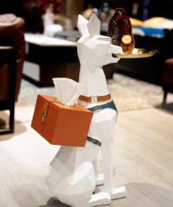 Tượng chó bồi bàn kết hợp hộp khăn giấy