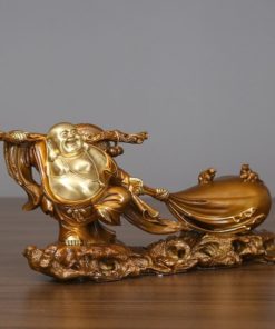 Tượng Di Lặc kéo tiền vàng trang trí
