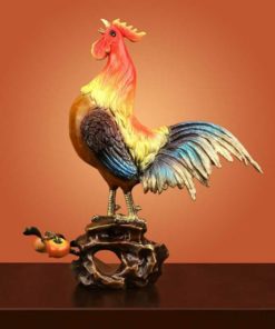 Tượng gà trống gáy bằng đồng