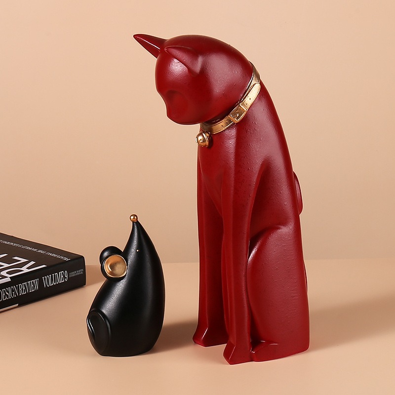 Tượng mèo và chuột để bàn