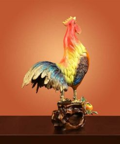 Tượng gà trống gáy bằng đồng