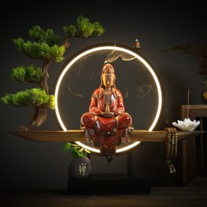Tượng Quan Âm kết hợp trầm hương trang trí sáng tạo