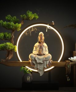 Tượng Quan Âm kết hợp trầm hương trang trí sáng tạo