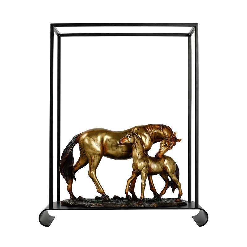 Tượng ngựa mẹ con phong thủy bằng đồng