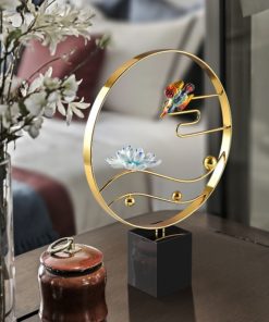 Mô hình chim và hoa sen trang trí