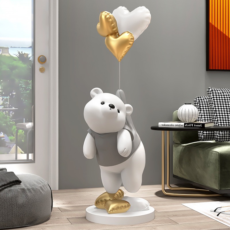 Tượng gấu béo để sàn trang trí phòng khách