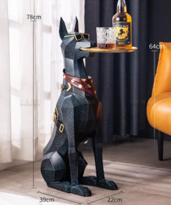 Tượng chó kết hợp khay đựng trà bánh