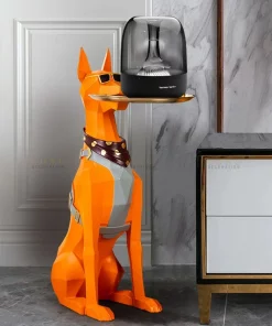 Tượng chó kết hợp khay đựng trà bánh