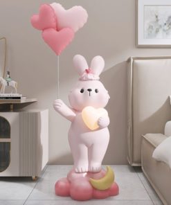 Tượng thỏ bunny ôm đèn led trái tim