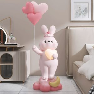 Tượng thỏ bunny ôm đèn led trái tim