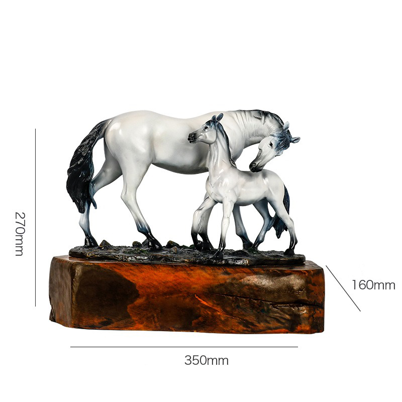 Tượng ngựa mẹ con phong thủy bằng đồng