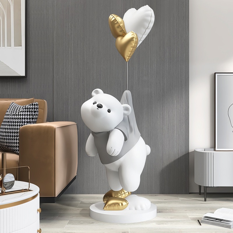 Tượng gấu béo để sàn trang trí phòng khách