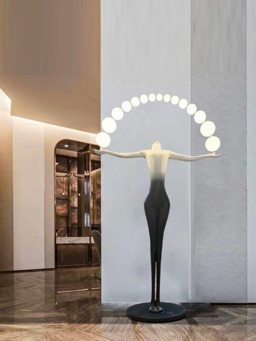 Tượng nghệ thuật người giữ đèn để sàn