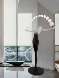 Tượng nghệ thuật người giữ đèn để sàn